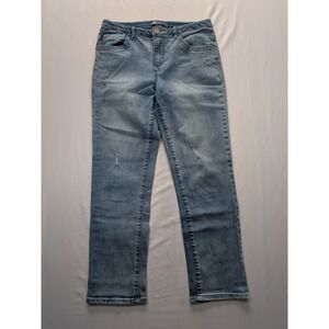 Democracy Flex-ellent Straight Leg Jeans Light Wash Distressed Womens Size 6